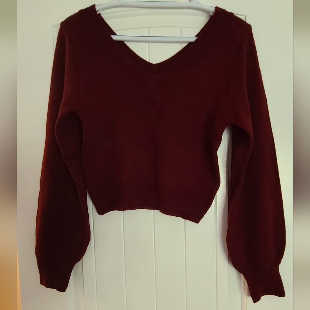 Deep Red Crop Sweater